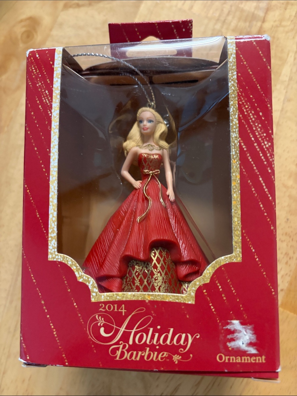 Mattel Holiday Barbie Ornament in Red and Gold